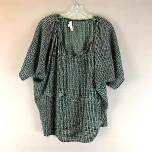 LOFT Blouse Cross Striped Medium Black White